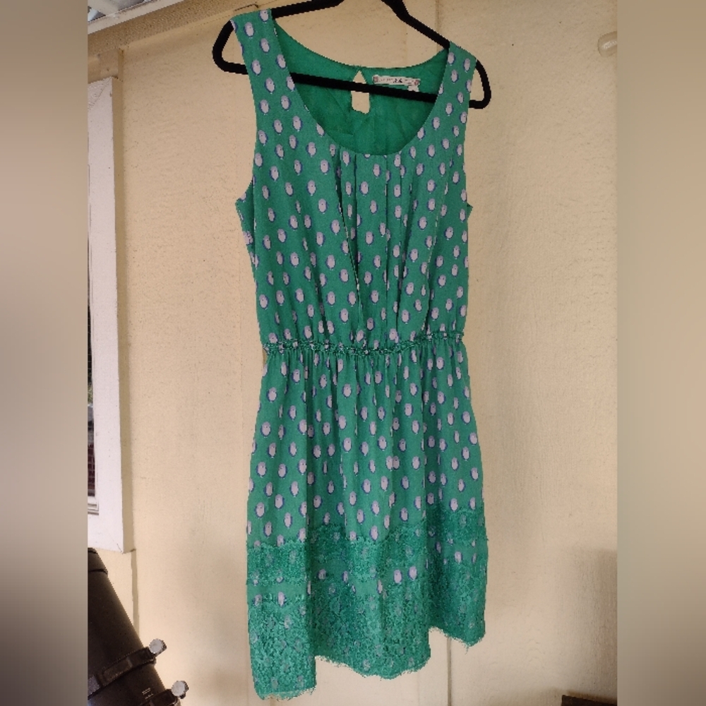 Chelsea & Violet Owl Dress🦉💚Green Sundress Sleeveless Scoop Neck